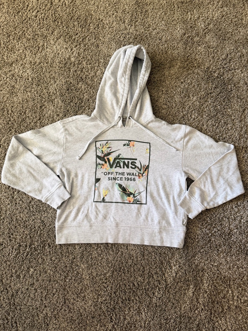 Vans Light Gray Floral Logo Hoodie - Pre-teen